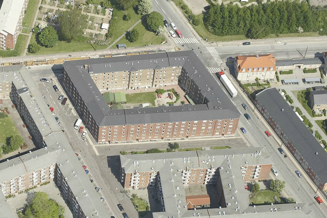Luftfoto af A/B Strandlodsgården